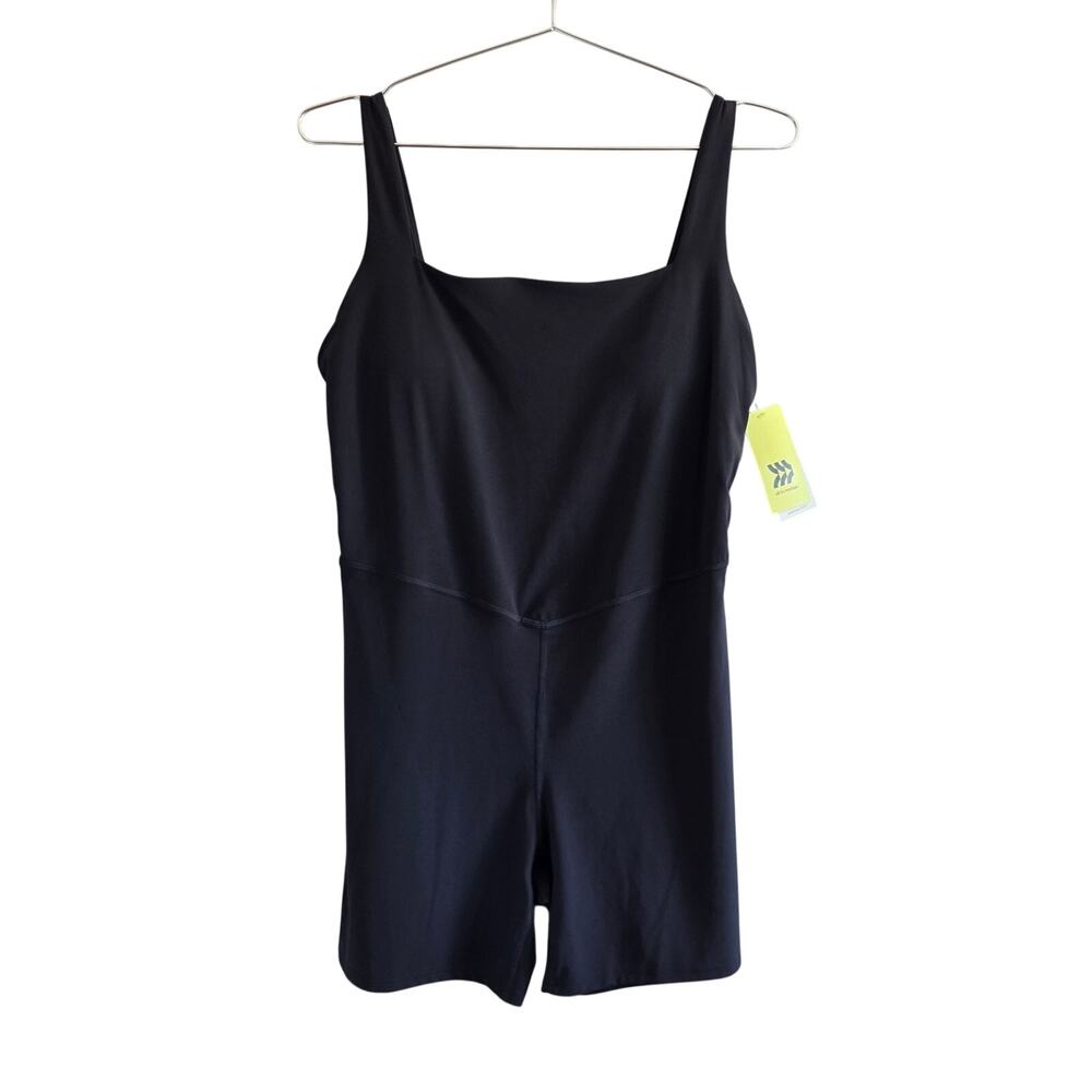 All In Motion Women's Everyday Soft Short Active Bodysuit Black Large UPF 50+